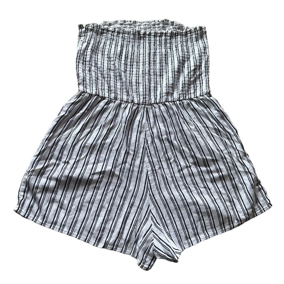 Garage Strapless Romper White/Black Stripes Sz L - Picture 2 of 7